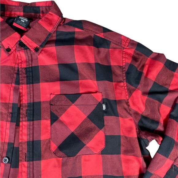Ecko Unltd Flannel Shirt Men's Sz 3XB Button Down Red Black Plaid Lumberjack - Picture 2 of 10